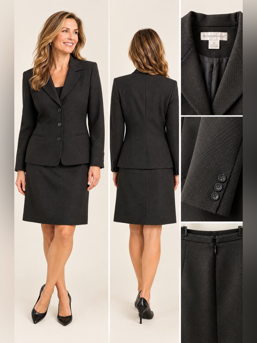 Worthington 2-Piece Tailored Skirt Suit — Size 14